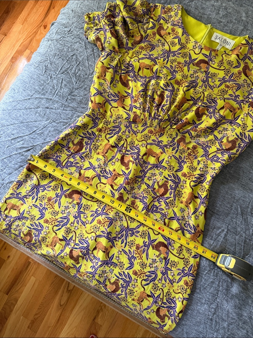 Saloni Bianca Silk Maxi Dress - Yellow Purple Boho Floral Print - Size 12 - Picture 8 of 12
